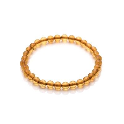 Pulsera con bola de ámbar coñac natural del Mar Báltico, longitud 18-19 cm - AKB2-2