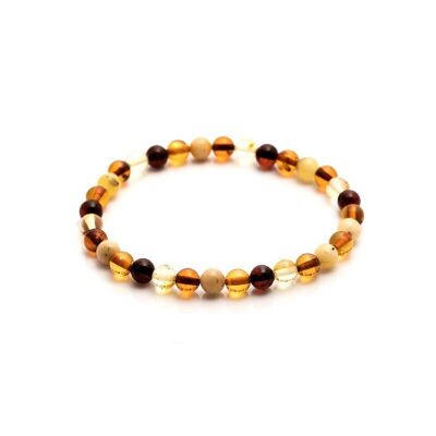 Bracelet avec ambre multicolore boule, longueur 18-19 cm - AKB2M-2