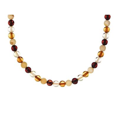 Collar con bola de ámbar natural multicolor del mar Báltico, longitud 45 cm - AKWK2M-1