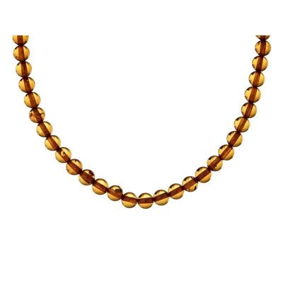 Collier avec ambre cognac naturel de la mer Baltique boule, longueur 45 cm - AKWK2-1