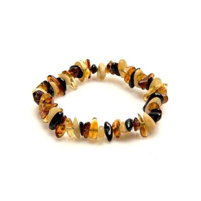 Bracciale con scaglie di ambra multicolore, lunghezza 17-18 cm - ASB15M