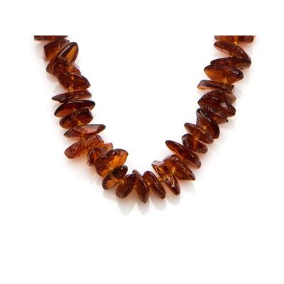 Collar con astillas de ámbar coñac natural del Mar Báltico, longitud 60 cm - NB35
