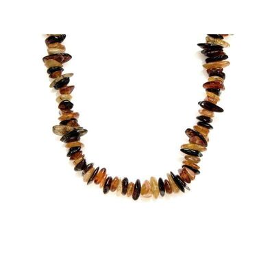 Collar con astillas de ámbar natural multicolor del Mar Báltico, longitud 60 cm - NB35M