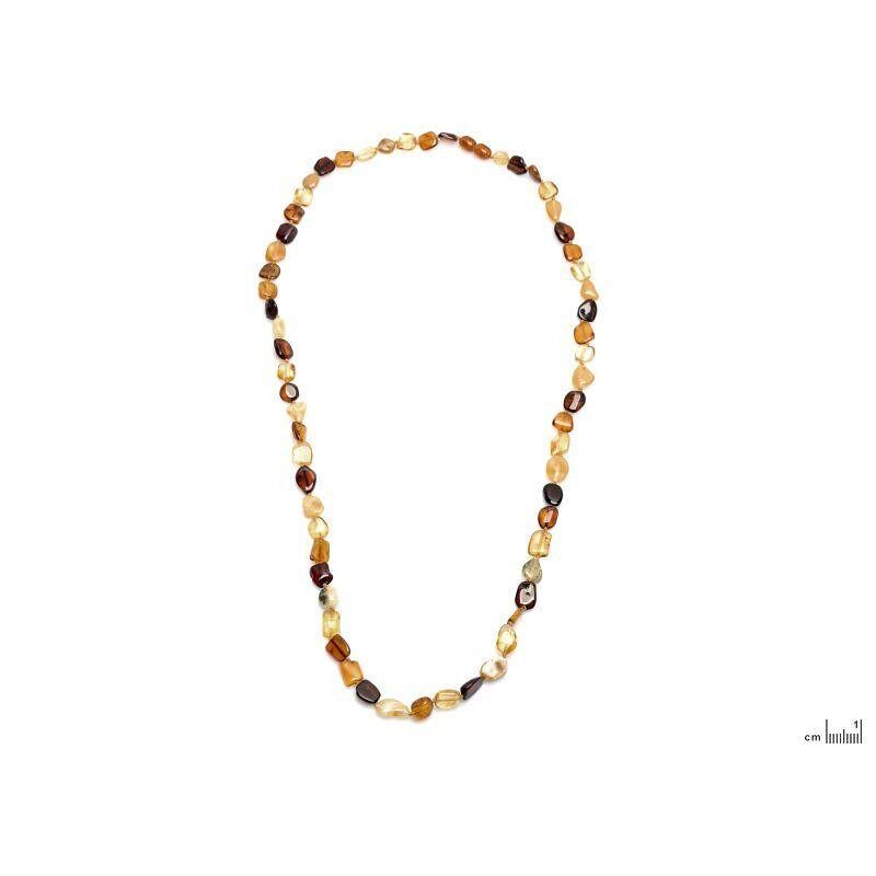 Necklace with natural multi-colored amber from the Baltic Sea, length 70 cm - NB37M