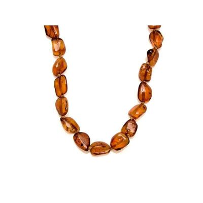 Collar con ámbar coñac natural del Mar Báltico, longitud 42 cm - NB36