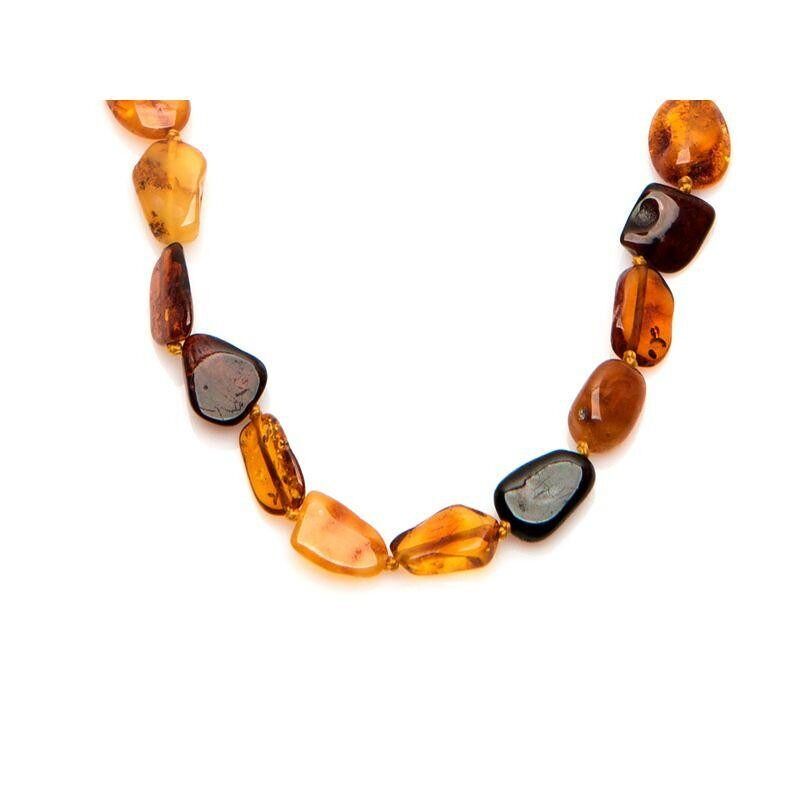 Necklace with natural multi-colored amber from the Baltic Sea, length 42 cm - NB36M