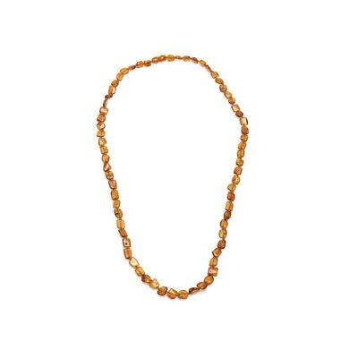 Collar con ámbar coñac natural del Mar Báltico, longitud 70 cm - NB37