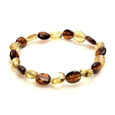 Pulsera con ámbar multicolor natural procedente del olivo del mar Báltico, longitud 18 cm - KMBAMIX100