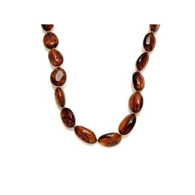 Necklace with natural cognac amber from the Baltic Sea olive, length 45 cm - KMBNC101