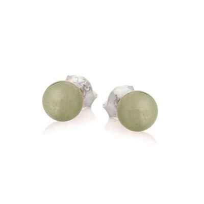 Pendientes con bola de aventurina verde natural, en plata rodiada 925/1000 - CKM-BO001-AV