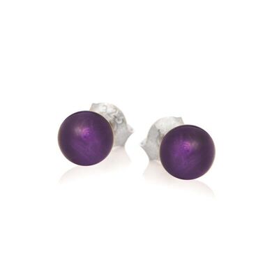 Pendientes con bola de amatista violeta natural, en plata rodiada 925/1000 - CKM-BO001-AM