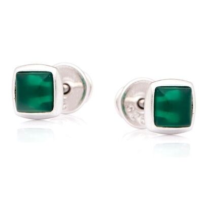 GREEN AGATE SILVER EARRING_1