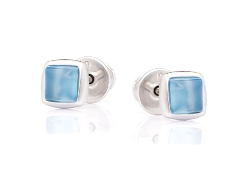 Boucle d'oreille argent agate bleue_1