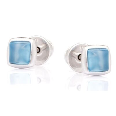 Boucle d'oreille argent agate bleue_1