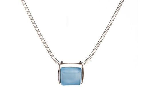 Collier argent agate bleue_1