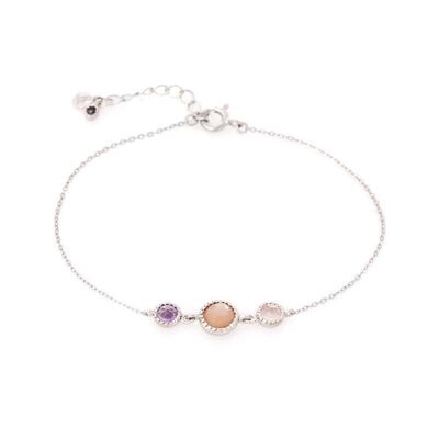 Bracelet avec multipierres multicolores, en argent rhodié 925/1000, longueur 17+3 cm - CJF-BR012