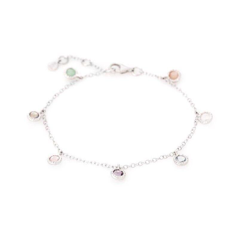 Bracelet with multi-colored stones, in rhodium-plated silver 925/1000, length 16+2 cm - CJF-BR013