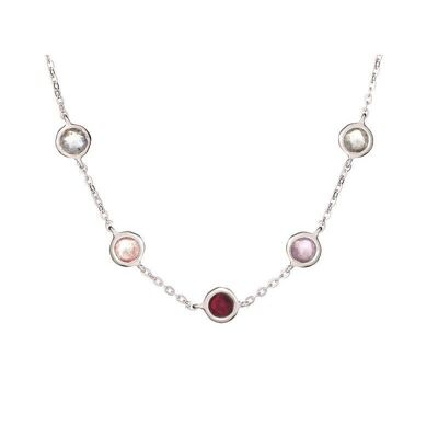 Collar con piedras multicolores, en plata rodiada 925/1000, longitud 42+3cm - CJF-CL022