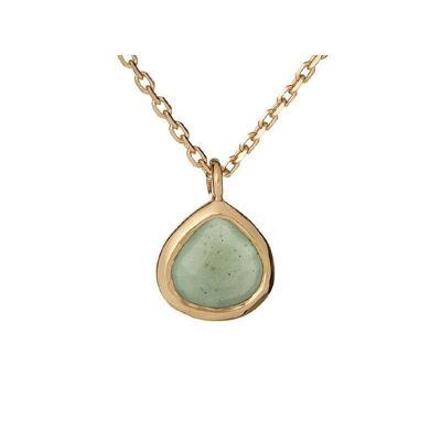 Heart necklace with green aventurine, in 925/1000 gold-plated silver, length 42 + 3 cm - CJF-CL007D