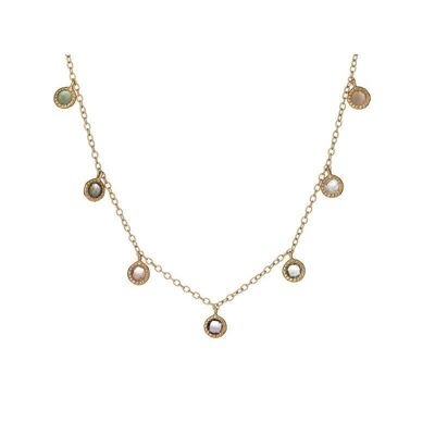 Collana con multipietre multicolori, in argento dorato 925/1000, lunghezza 42+3cm - CJF-CL013D
