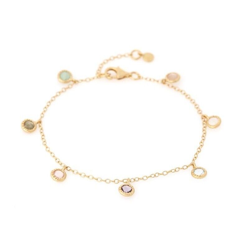 Bracelet with multi-colored stones, in 925/1000 gold-plated silver, length 16+2 cm - CJF-BR013D