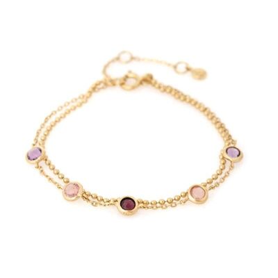 Pulsera con piedras multicolores, en plata dorada 925/1000, longitud 15+3 cm - CJF-BR022D
