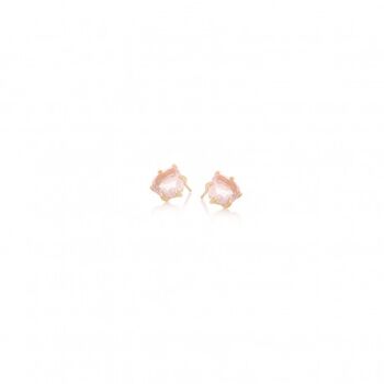 Boucles d'oreilles quartz rose argent dore_1