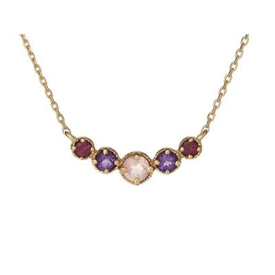 Collar con piedras multicolores, en plata dorada 925/1000, largo 42 + 3 cm - CJF-CL025D