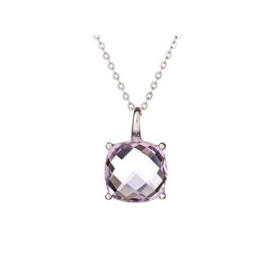 Collana con ametista viola, in argento 925/1000 rodiato, lunghezza 42+3 cm - CJF-CL026