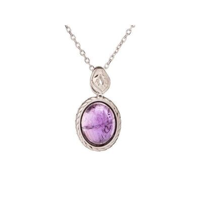Ciondolo con ametista viola, in argento invecchiato rodiato 925/1000, altezza 1,2+0,6 cm - CKM-PE012-AM