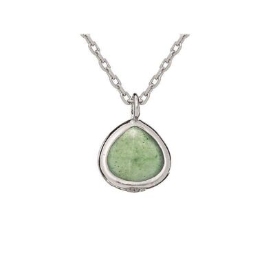 Collier coeur avec aventurine verte, en argent rhodié 925/1000, longueur 42 + 3 cm - CJF-CL007