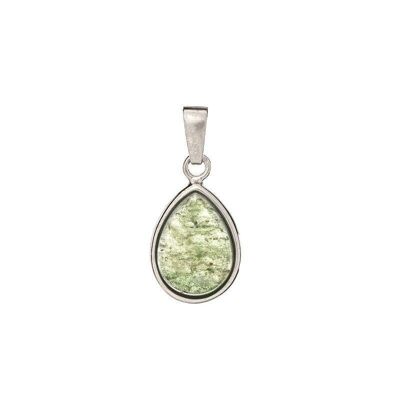 Pendentif goutte avec aventurine verte, en argent rhodié 925/1000, hauteur 1,5+0,8 cm - CKM-PE008-AV
