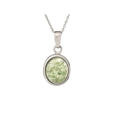 Pendentif avec aventurine verte ovale, en argent rhodié 925/1000, hauteur 1,5+0,8 cm - CKM-PE010-AV