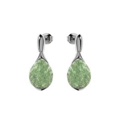 Orecchini pendenti con avventurina verde, in argento rodiato 925/1000 - CSA-BO030