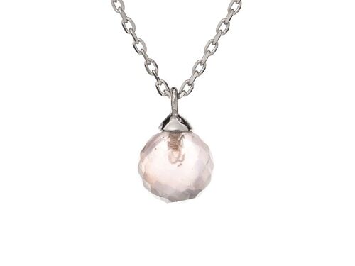 Collier argent quartz rose_3