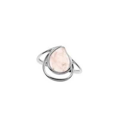 Anello con quarzo rosa naturale, in argento rodiato 925/1000 - CSA-BA031