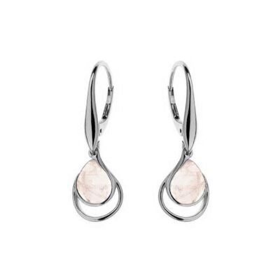 Orecchini con quarzo rosa naturale, in argento 925/1000 rodiato - CSA-BO031