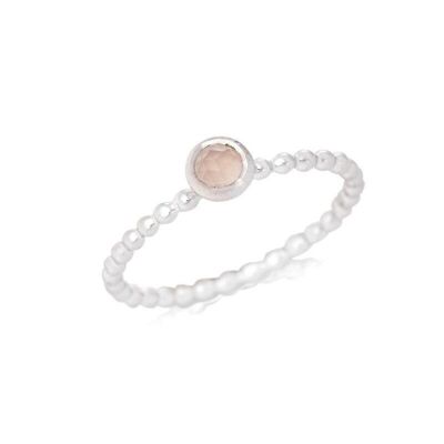 Bague avec quartz rose naturel, en argent rhodié 925/1000 - CJF-BA019-QR