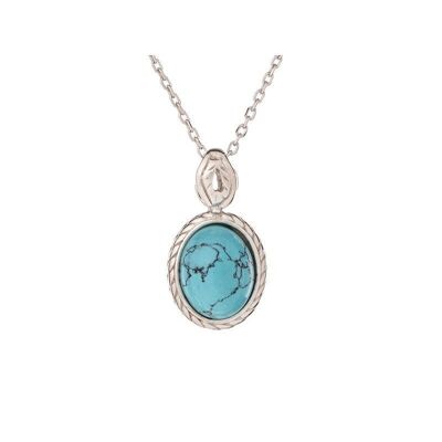 Ciondolo con turchese ovale, in argento invecchiato rodiato 925/1000, altezza 1,2+0,6 cm - CKM-PE012-TQ