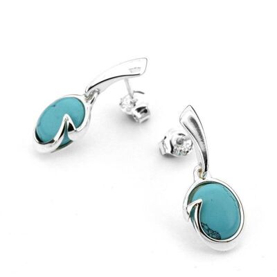 Orecchini pendenti con turchese, in argento rodiato 925/1000 - CSA-BO011