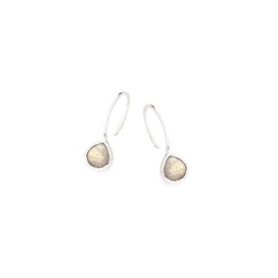 Orecchini cuore con labradorite multicolore, in argento rodiato 925/1000 - CJF-BO007-LB