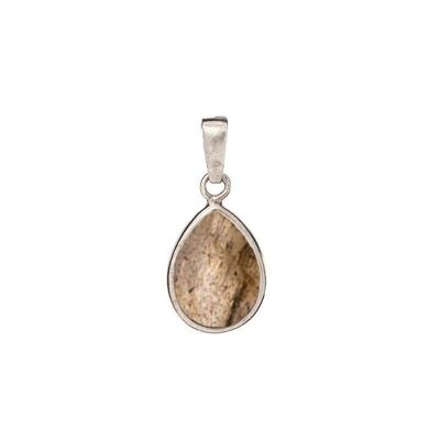 Pendentif goutte avec labradorite multicolore, argent rhodié 925/1000, 1,5+0,8 cm - CKM-PE008-LB