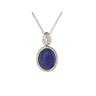 Pendant with blue lapis lazuli, in aged rhodium-plated silver 925/1000, height 1.2+0.6 cm - CKM-PE012-LL