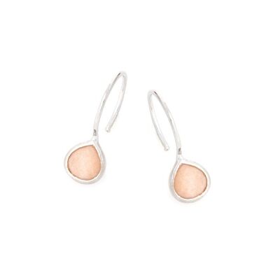 Boucle d'oreille argent pierre de lune rose_1