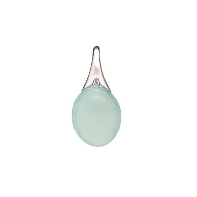Colgante con ágata aguamarina natural ovalada, plata 925/1000 rodiada, altura 2,5 cm - CKL-PE003