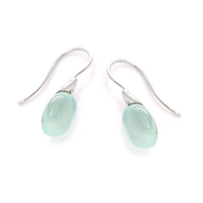 Orecchini con agata acqua naturale colorata ovale, in argento rodiato 925/1000 - CKL-BO003