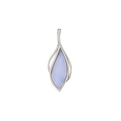 Colgante con ágata lanzadera de encaje azul, en plata rodiada 925/1000, altura 3,5 cm - CSA-PE029