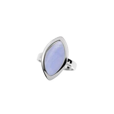 Anillo con ágata lanzadera de encaje azul natural, en plata rodiada 925/1000 - CSA-BA034
