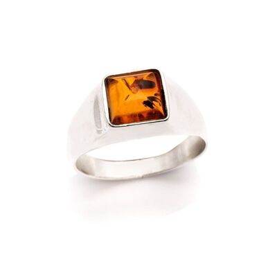 Anello con sigillo in argento ambrato - KM910PR