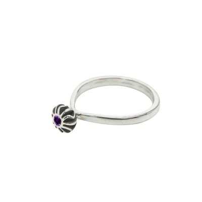 Tiny Black Coral Amethyst Set Ring